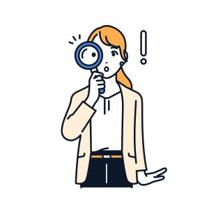 虫メガネを覗くスーツの女性のベクターイラスト素材