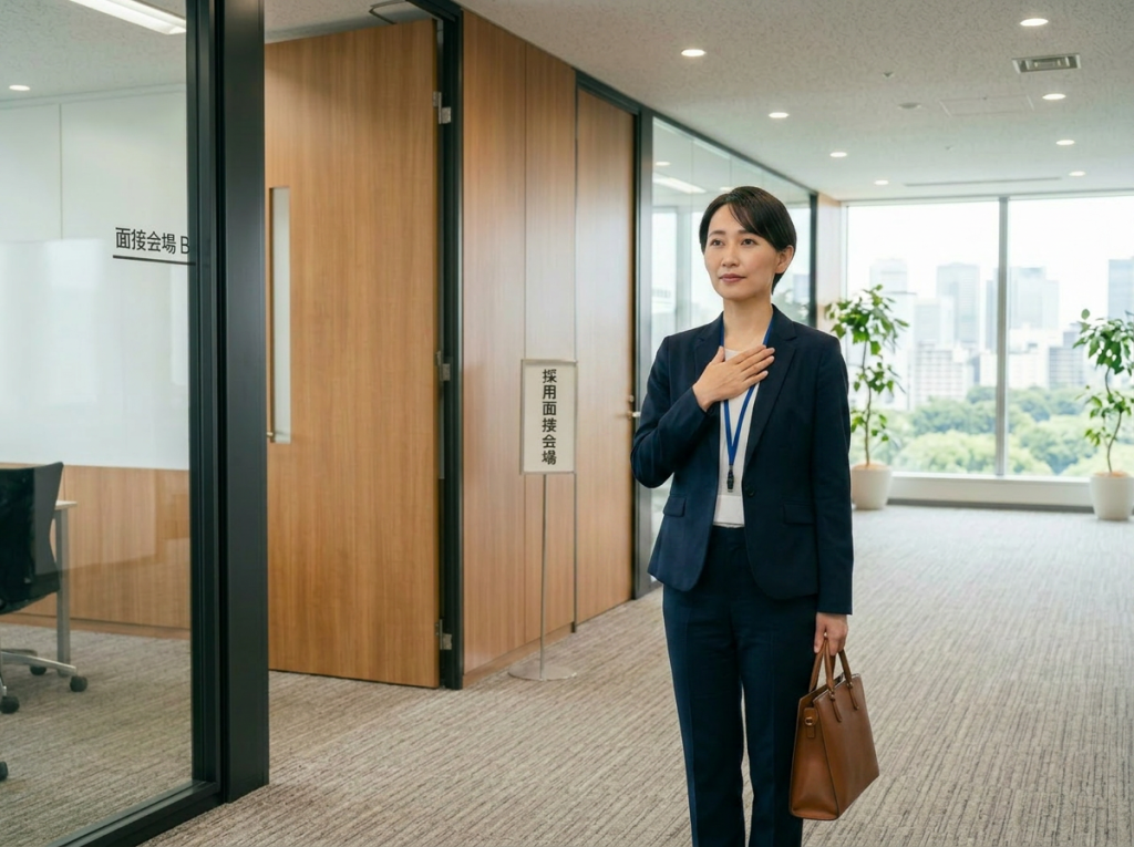 面接前の女性